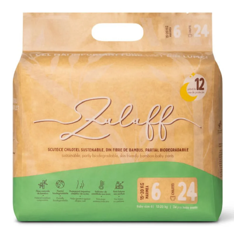 Scutece chilotei din bambus, marimea 6, 15-20kg, 24 bucati, Zuluff