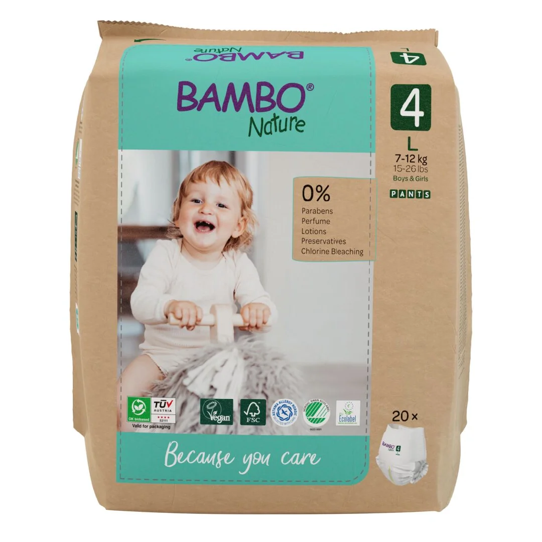 Scutece chilotei Eco Pants Nr.4, 7-12kg, 20 bucati, Bambo Nature