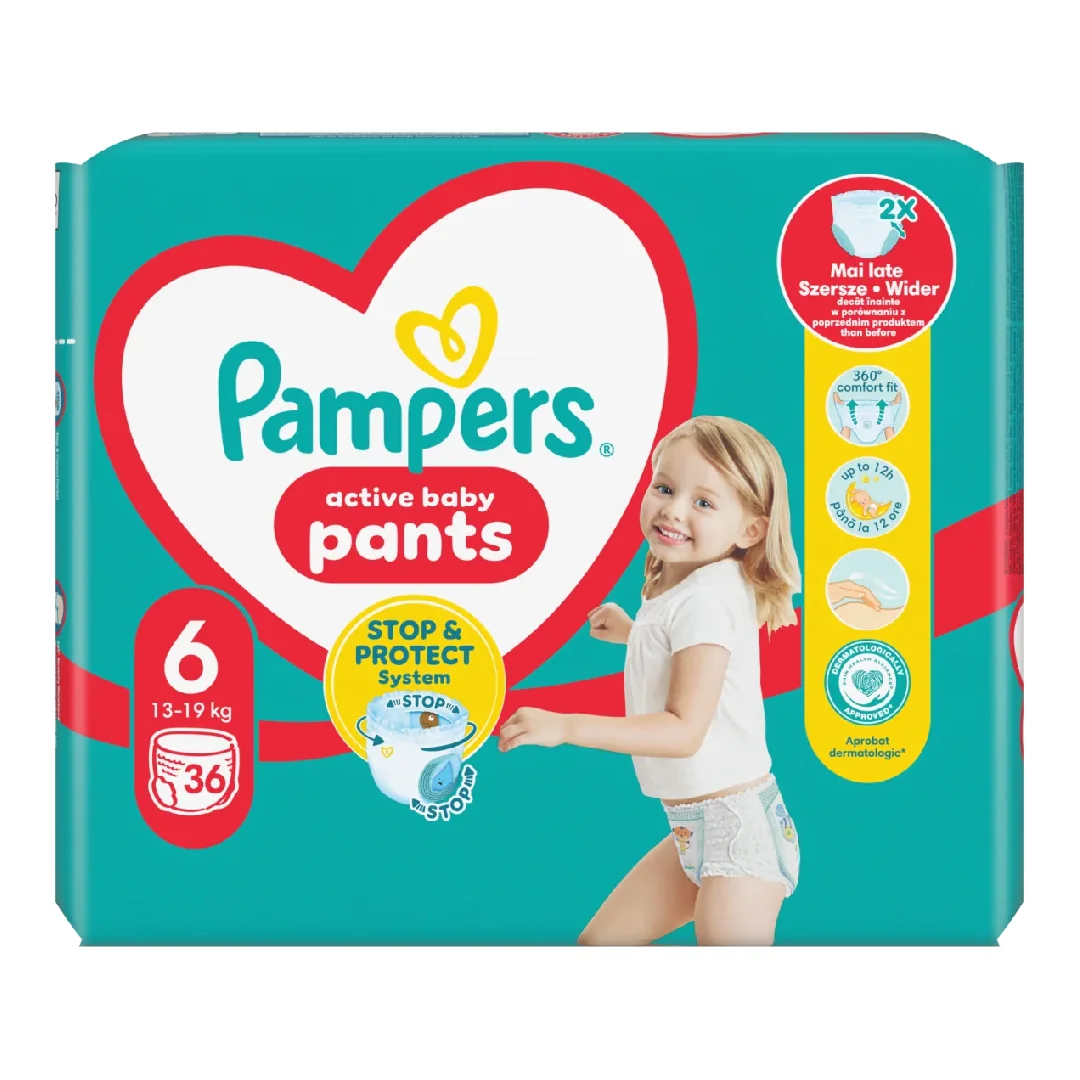 Scutece chilotel Active Baby Pants Nr.6, 13-19 kg, 36 bucati, Pampers