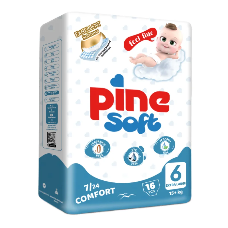 Scutece extra large Soft, 15+ kg, 16 bucati, PINE