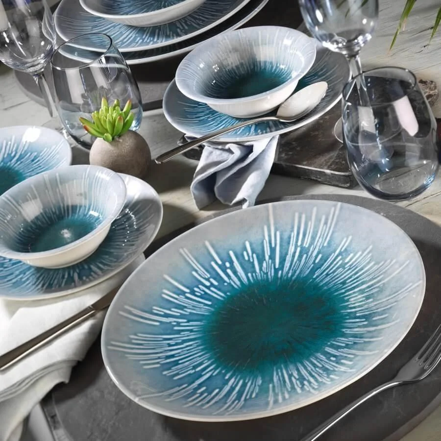 Serviciu de masa, 24 piese,  Portelan, Albastru