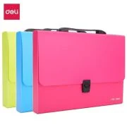 Servieta plastic Deli B500 02, cu maner, A4, 4cm, culori neon