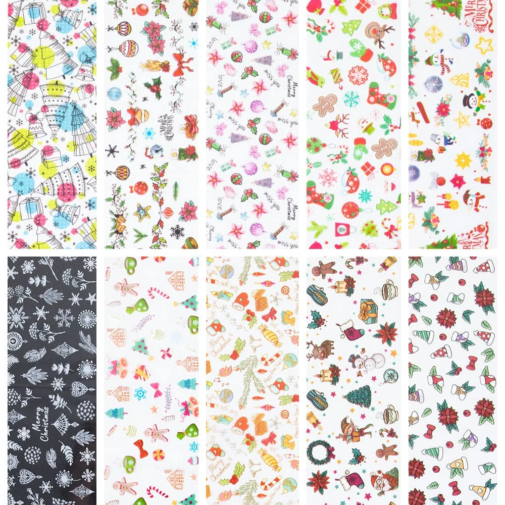 Set 10 folii de transfer 4X20cm. modele de Craciun/Iarna FT12-01 - FT12-01 - Everin.ro