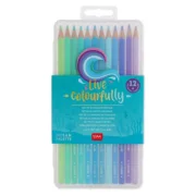 Set 12 creioane de colorat Live colourfully, Cyan, Legami