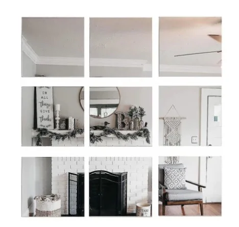 Set 16 Oglinzi Decorative Design PATRAT 20 X 20 cm Acrilice Cristal - Diamant - Fagure