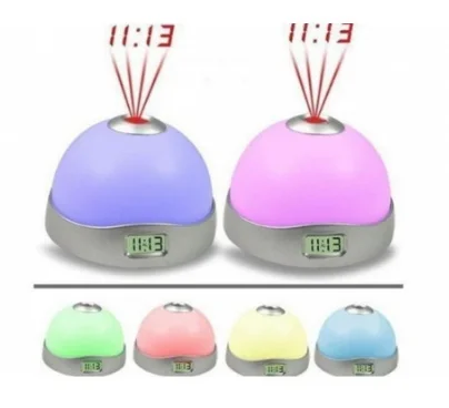 Set 2 Lampi de veghe cu ceas si proiectie