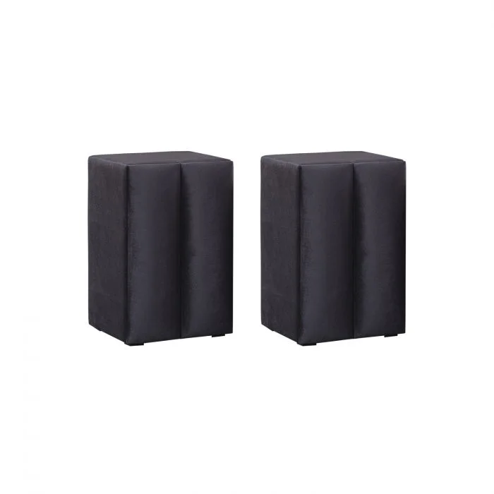 Set 2 Noptiere BLACKBERRY cu 1 usa, stofa negru