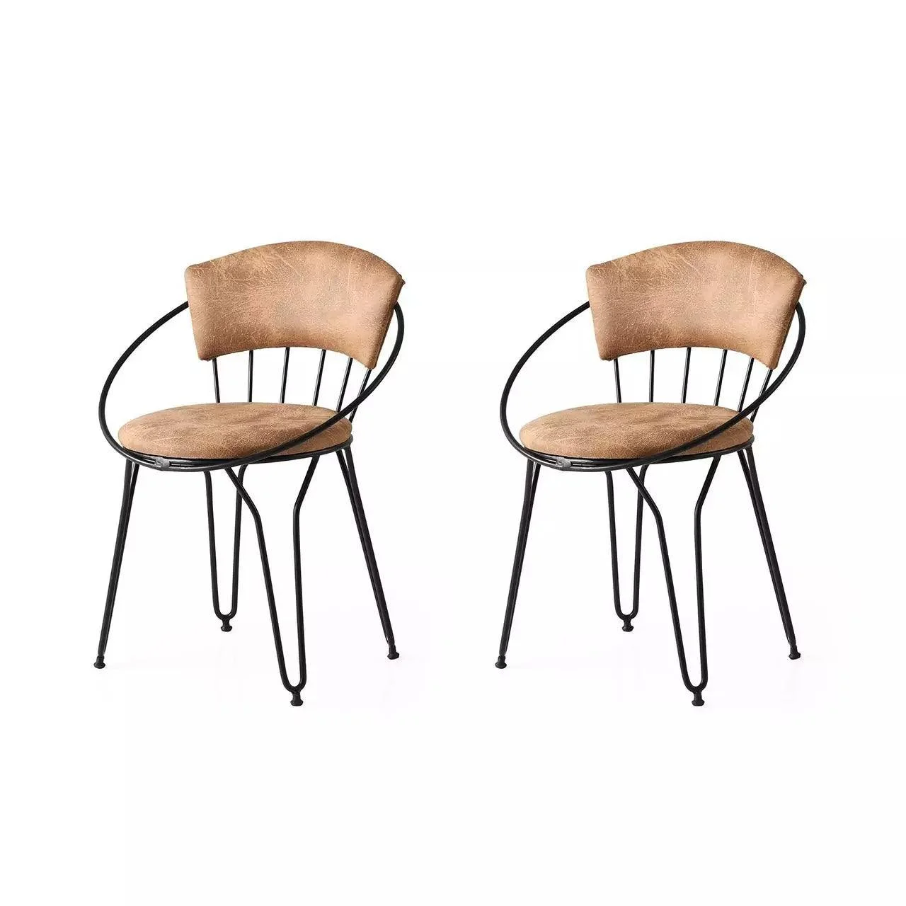 Set 2 Scaune Bucatarie Istanbul 965, 60 x 77 x 50 cm, Negru / Bej