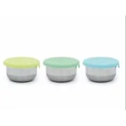 SET 3 RECIPIENTE MINI INOX CU CAPAC SILICON, MELII, BLEU MINT LIME
