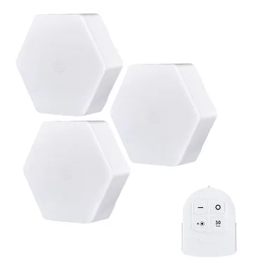Set 3 spoturi hexagonale LED cu telecomanda
