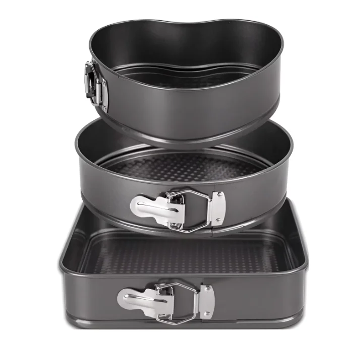 Set 3 tavi pentru copt forma Inima/Rotunda/Patrata cu baza detasabila 24/26/28 cm