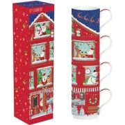 Set 4 cani de portelan 0, 275l Christmas Neighbours, Pronat