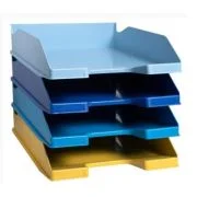 Set 4 tavite Exacompta Bee Blue, plastic reciclat, culori asortate