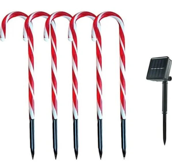 Set 5 Acadele de exterior  incarcare solara  40 cm  decoratiune luminoasa