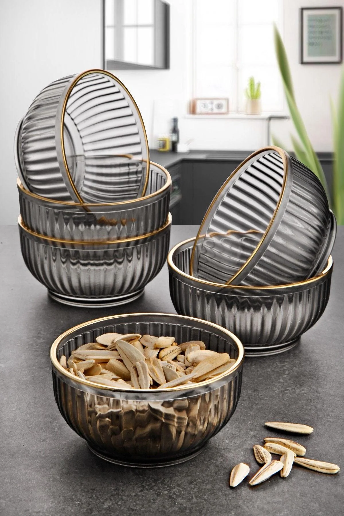 Set 6 boluri, Fumuriu, 10 x 10 x 5 cm , 250 ml