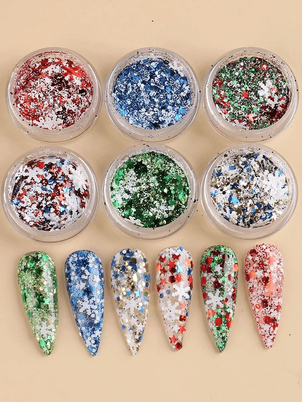 Set 6 culori fulgi si paiete pentru decor iarna/Craciun WCR-KK2 - WCR-KK2 - Everin.ro