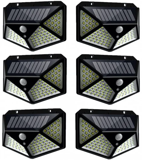 Set 6 Lampi Solare ULTRA 100 LED cu Senzor de Miscare si Lumina 3 Moduri ILUMINARE