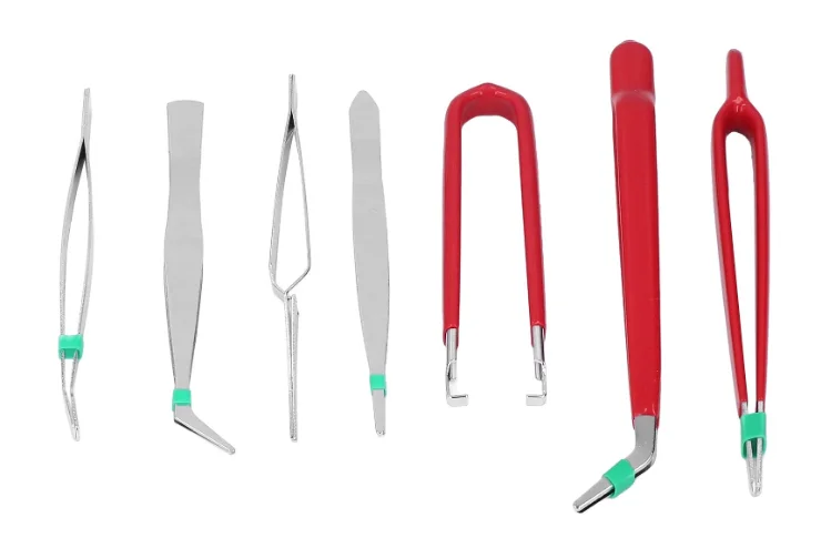 Set 7 Pensete Antistatic Diverse forme Rosu + Argintiu