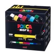 Set 8 markere PCM22, varf rotund buretat, 3. 0-19. 0 mm, UNI Posca Mop'r