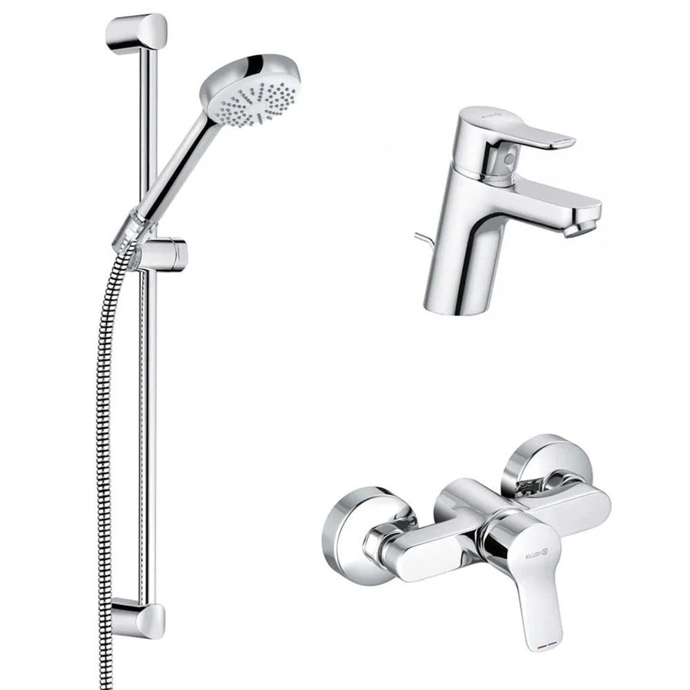 Set baie cu baterie lavoar, baterie dus si set dus Kludi, PureEasy