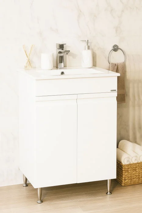 Set Baza front MDF si Lavoar MiniSlim seria 386, 50 cm, alb