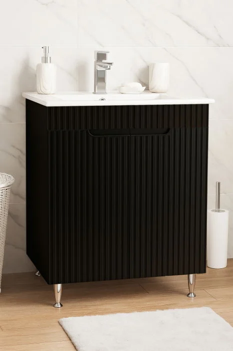 Set Baza front MDF si Lavoar seria 033, 60 cm, negru