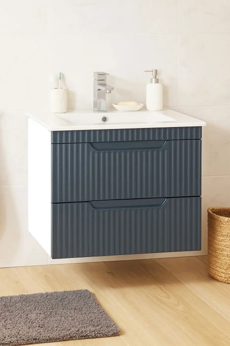 Set Baza front MDF si Lavoar seria 033, suspendata cu sertare, 60 cm, antracit