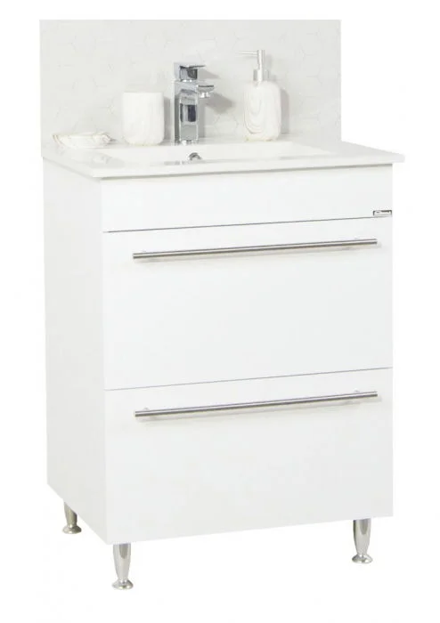 Set Baza front MDF si Lavoar seria 054, cu sertare, 60 cm, alb