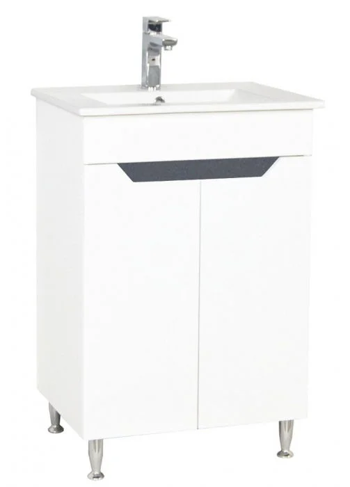 Set Baza front MDF si Lavoar seria 056, 50 cm, alb antracit