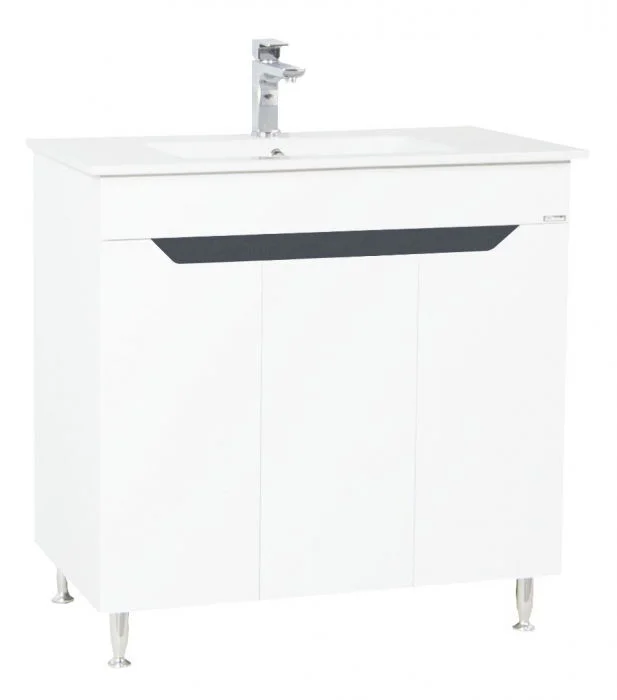 Set Baza front MDF si Lavoar, seria 056, 80 cm, alb antracit