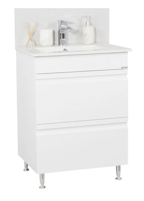 Set Baza front MDF si Lavoar seria 086, cu sertare, 60 cm, alb