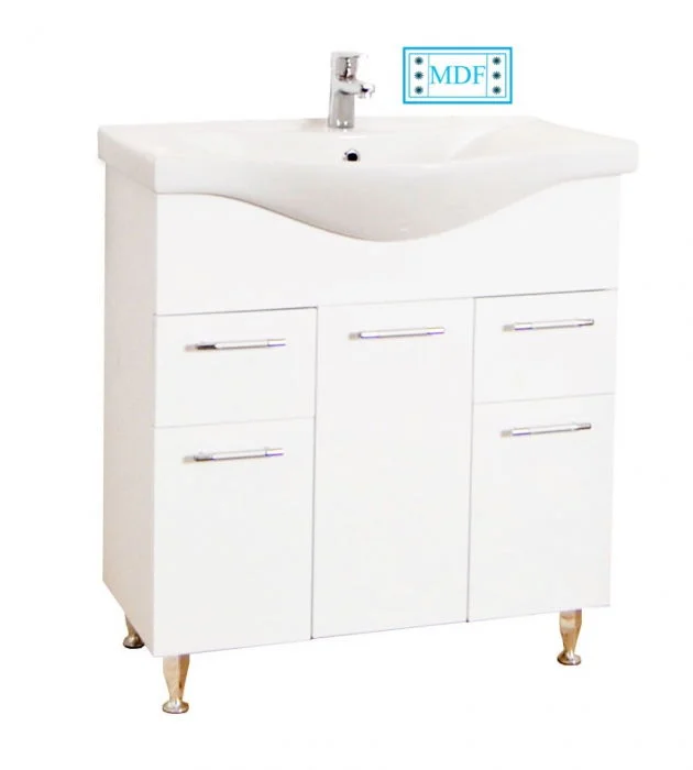 Set Baza front MDF si Lavoar seria 153, cu sertare, 75 cm, alb