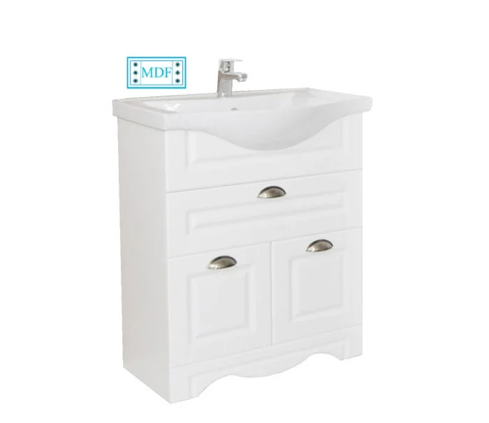 Set Baza front MDF si Lavoar seria 172, 60 cm, alb rustic