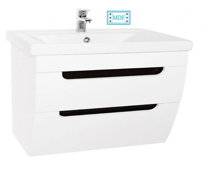 Set Baza front MDF si Lavoar seria 730, suspendata cu sertare, 100 cm, alb rustic