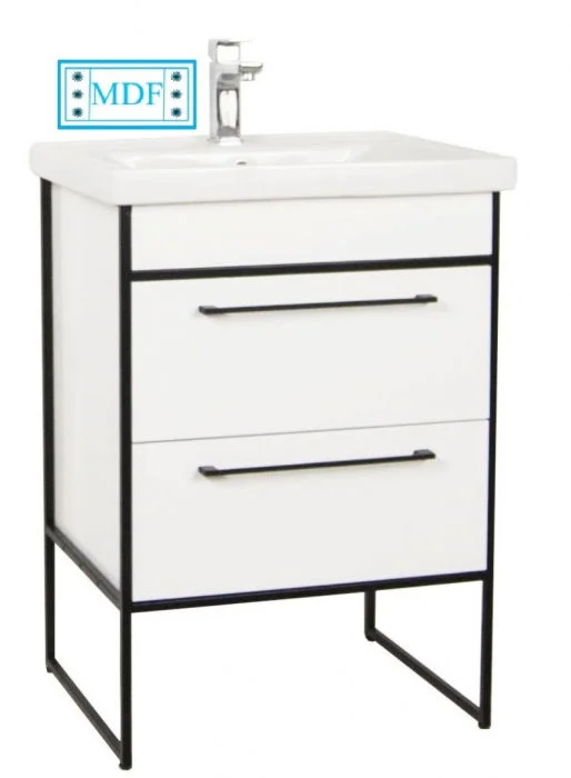 Set Baza front MDF si Lavoar seria 740, cadru metalic, 60 cm, alb