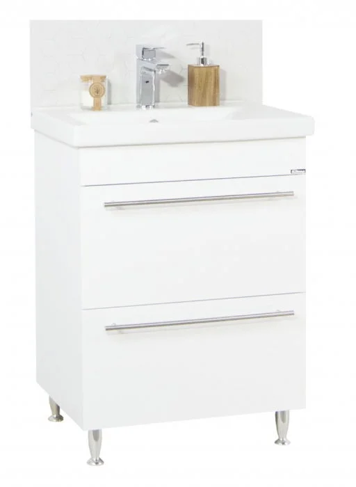 Set Baza front MDF si Lavoar seria 754, cu sertare, 60 cm, alb