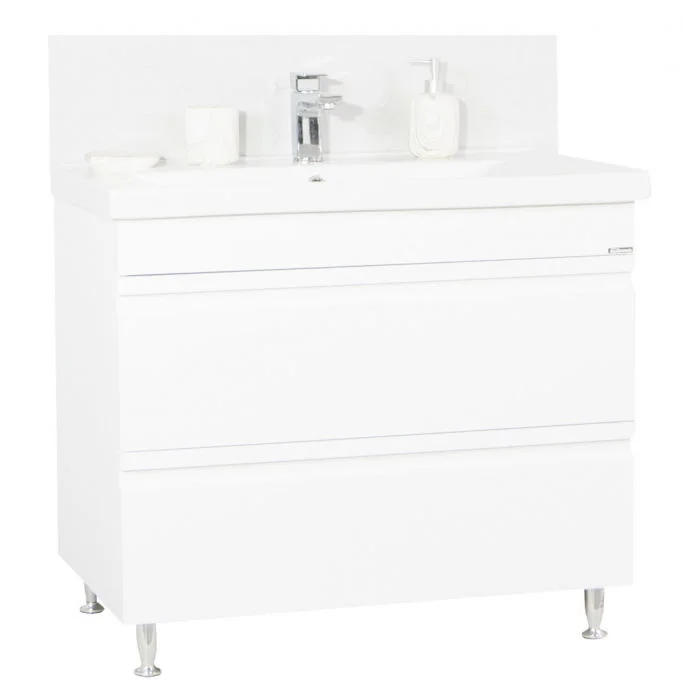 Set Baza front MDF si Lavoar seria 786, cu sertare, 100 cm, alb