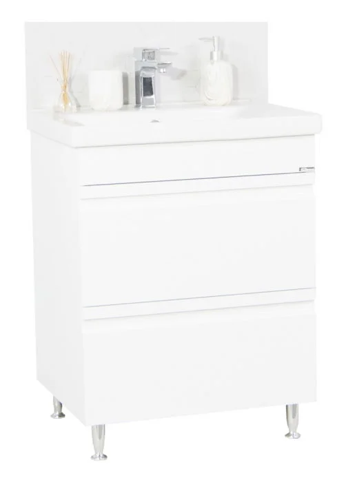 Set Baza front MDF si Lavoar seria 786, cu sertare, 65 cm, alb