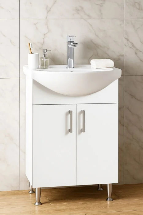 Set Baza si Lavoar seria 001, eco, montata, 50 cm, alb