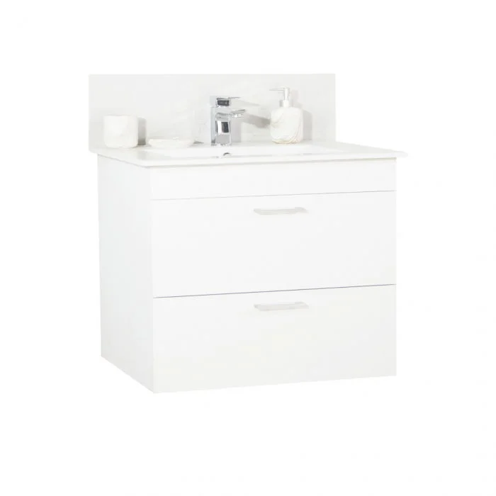 Set Baza si Lavoar seria 067, suspendata cu sertare, 70 cm, alb