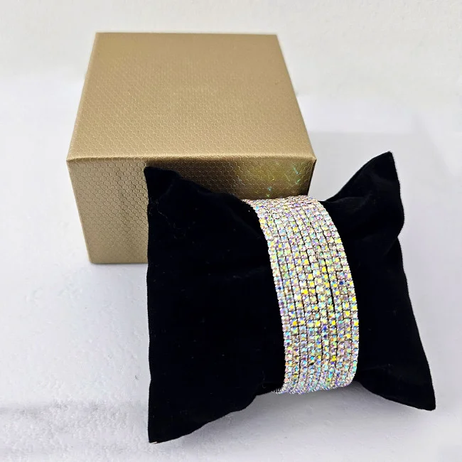 Set bratari elastice With Sparks, cu cristale artizanale, Argintiu-multicolor