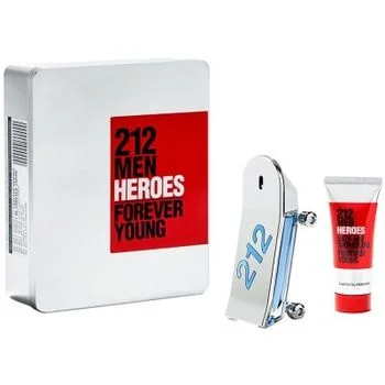 Set cadou Carolina Herrera 212 Heroes Forever Young Men (Apa de toaleta 90 ml + Gel de dus 100 ml), pentru barbati