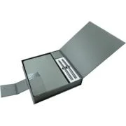 Set cadou stilou + pix + agenda A5 Office-Cover, metalic, grafit cu striatii, cutie cadou