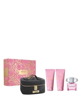 Set cadou Versace Bright Crystal (Apa de toaleta, 90 ml + Gel de dus, 100 ml + Lotiune de corp, 100 ml + Geanta pentru cosmetice), pentru femei