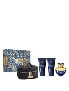 Set cadou Versace Dylan Blue pour Femme (Apa de parfum, 100 ml + Lotiune de corp, 100 ml + Gel de dus, 100 ml + Geanta pentru cosmetice), pentru femei
