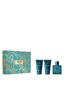 Set cadou Versace Eros (Apa de toaleta,50 ml + Gel de dus, 50 ml + Aftershave balsam, 50 ml), pentru barbati