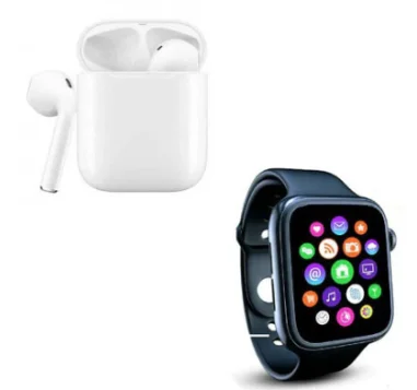 Set Ceas smartwatch inteligent si casti stereo wireless