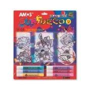Set creativ, 6culori x 10. 5ml, 6 sabloane mici, diverse culori, Amos, Sun Deco II, SD10B6-D1