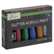 Set culori acrilice cu sclipici Creative Craft, 6 culori, 75 ml