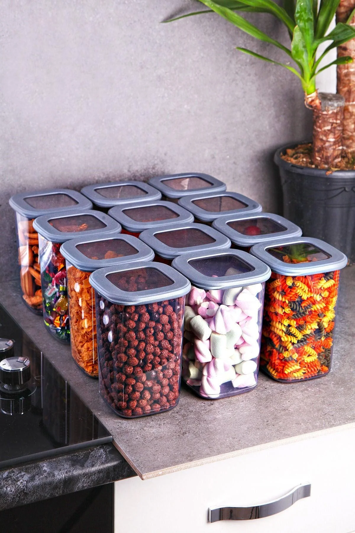 Set cutie de depozitare, Gri, 30x20x45 cm